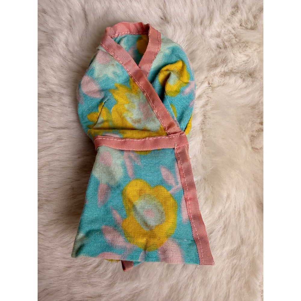 Vintage 1960s Barbie Clone Mini Wrap Dress Blue Yellow Floral Metal Snaps Beauty